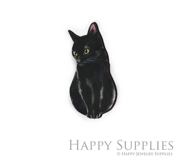 Handmade Jewelry Making Supplies Beads Cut Wooden Cats Charm For DIY Necklace Earring Brooch (CW103-A)