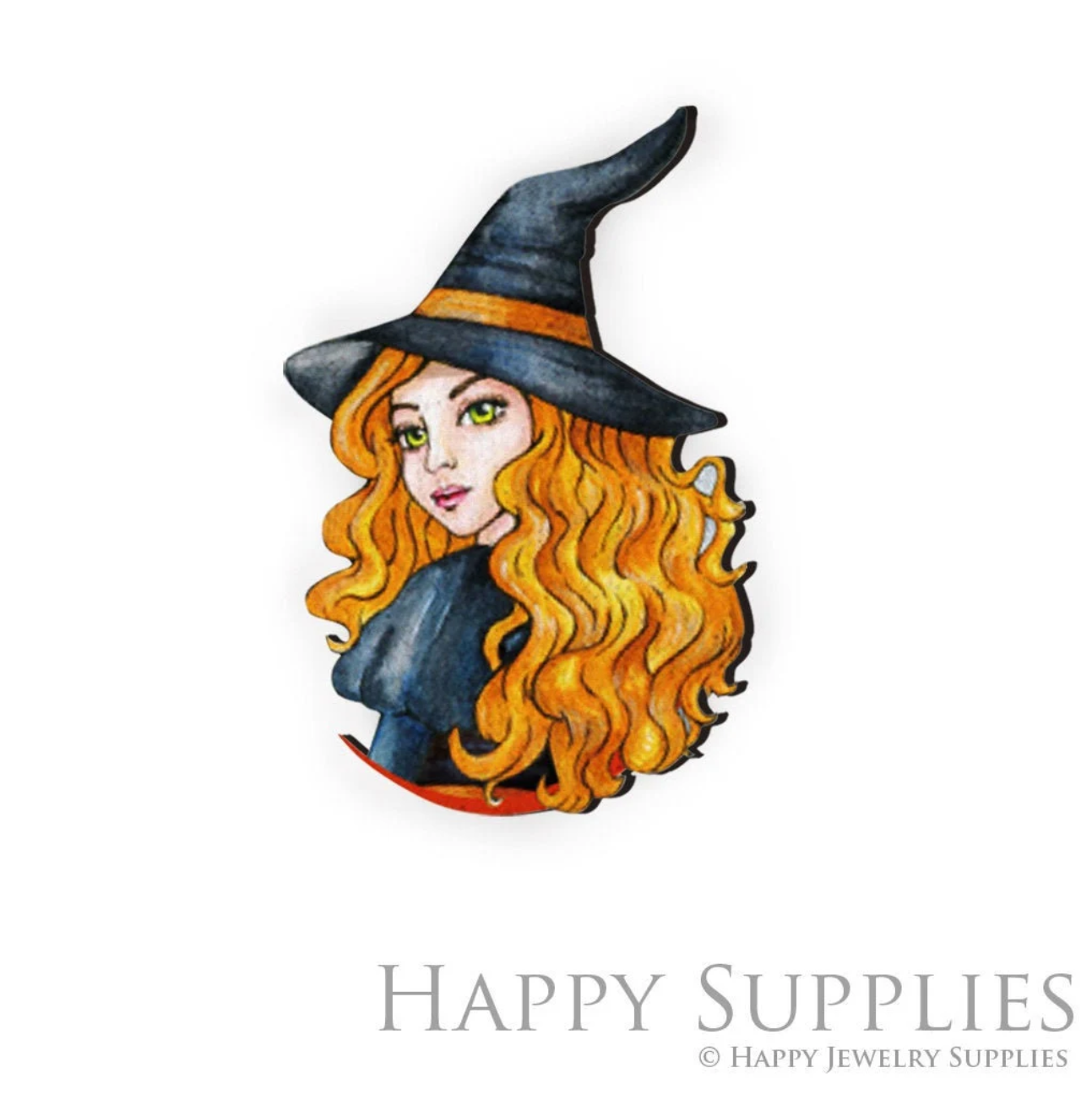Handmade Jewelry Making Supplies Beads Cut Wooden Witch Charm For DIY Necklace Earring Brooch (CW102-D)
