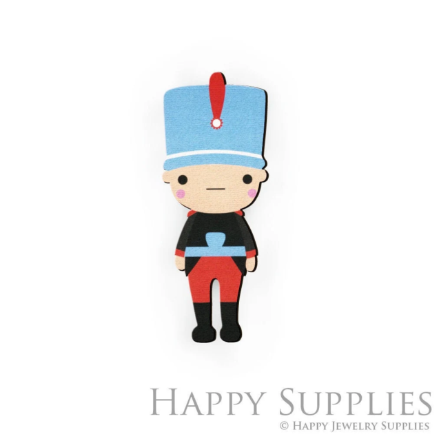 Handmade Jewelry Making Supplies Beads Cut Wooden Soldier Charm For DIY Necklace Earring Brooch (CW021-E)
