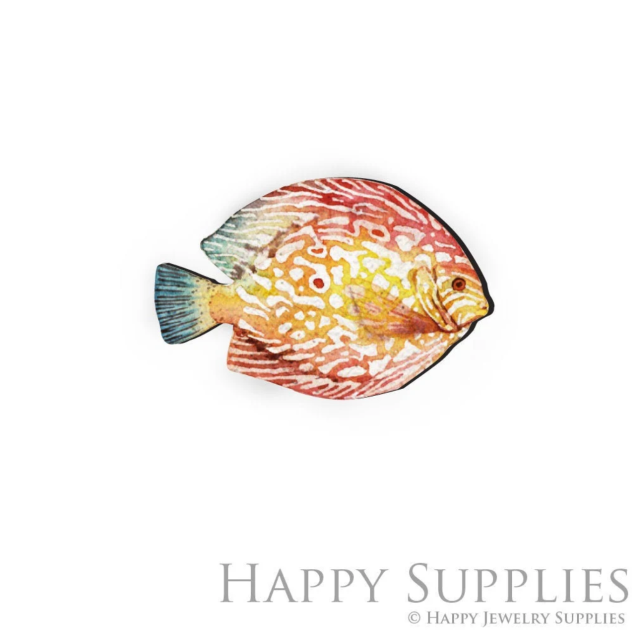 Handmade Jewelry Making Supplies Beads Cut Wooden Fish Charm For DIY Necklace Earring Brooch (CW088-E)