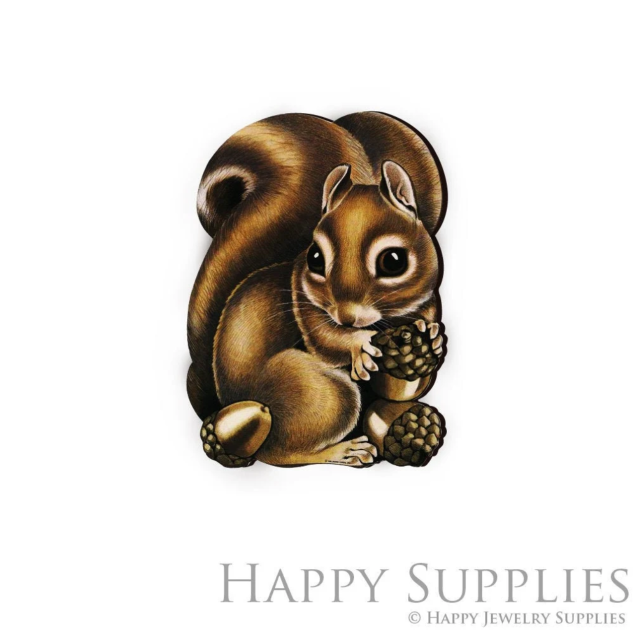 Handmade Jewelry Making Supplies Beads Cut Wooden Squirrel Charm For DIY Necklace Earring Brooch (CW078-B)