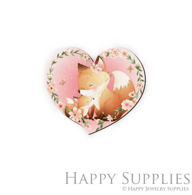Handmade Jewelry Making Supplies Beads Cut Wooden Fox Charm For DIY Necklace Earring Brooch (CW525)
