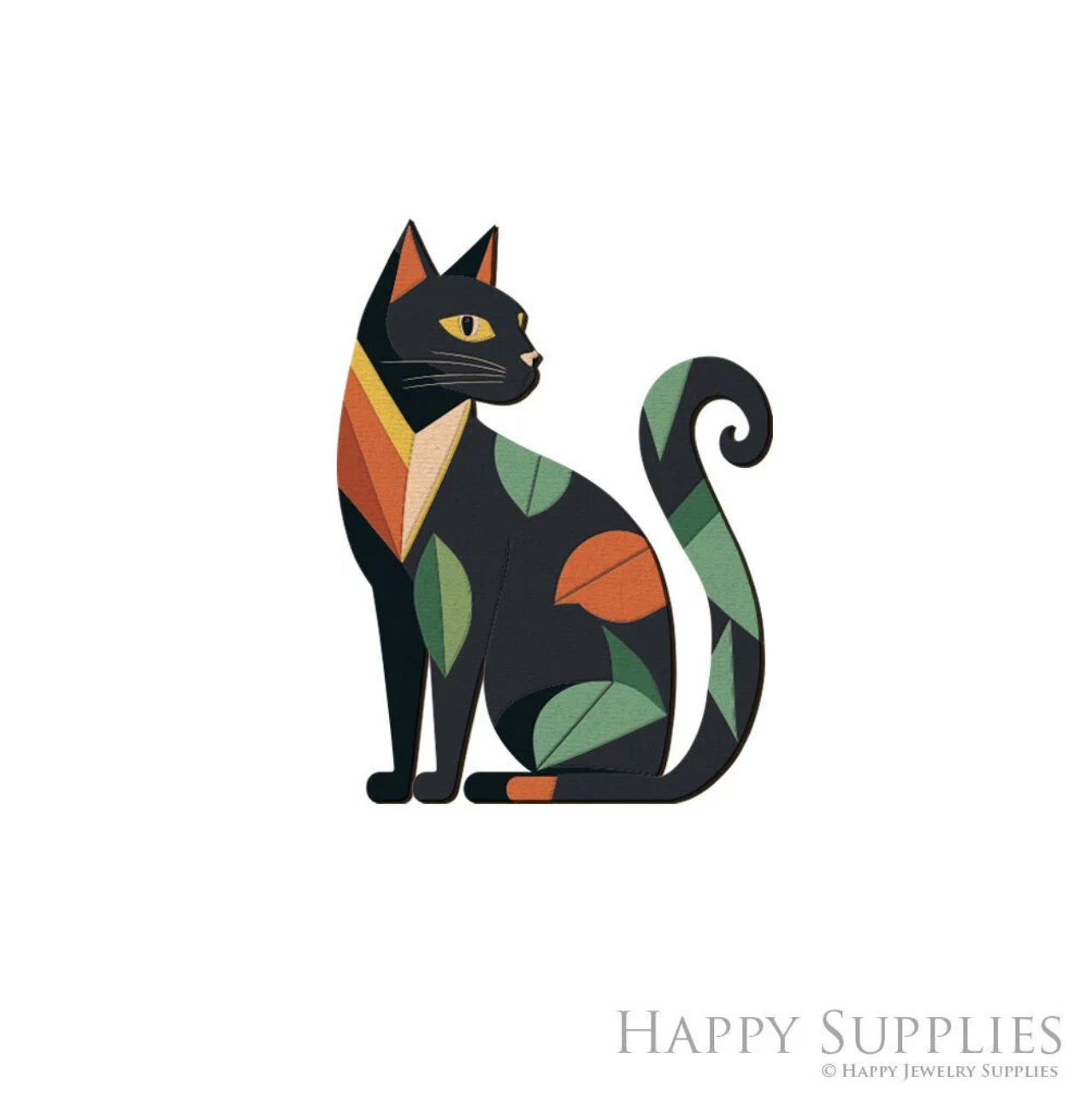 Handmade Jewelry Making Supplies Beads Cut Wooden Cat Charm For DIY Necklace Earring Brooch (CW951)