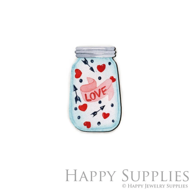 Handmade Jewelry Making Supplies Beads Cut Wooden Love Charm For DIY Necklace Earring Brooch (CW520)