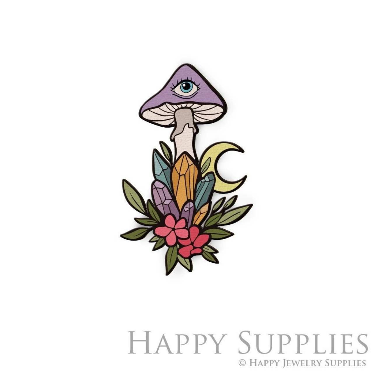 Handmade Jewelry Making Supplies Beads Cut Wooden Mushroom Charm For DIY Necklace Earring Brooch (CW767)