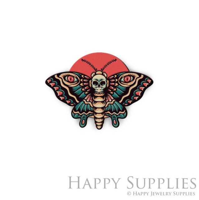 Handmade Jewelry Making Supplies Beads Cut Wooden Charm Moth DIY Necklace Earring Brooch (CW795)