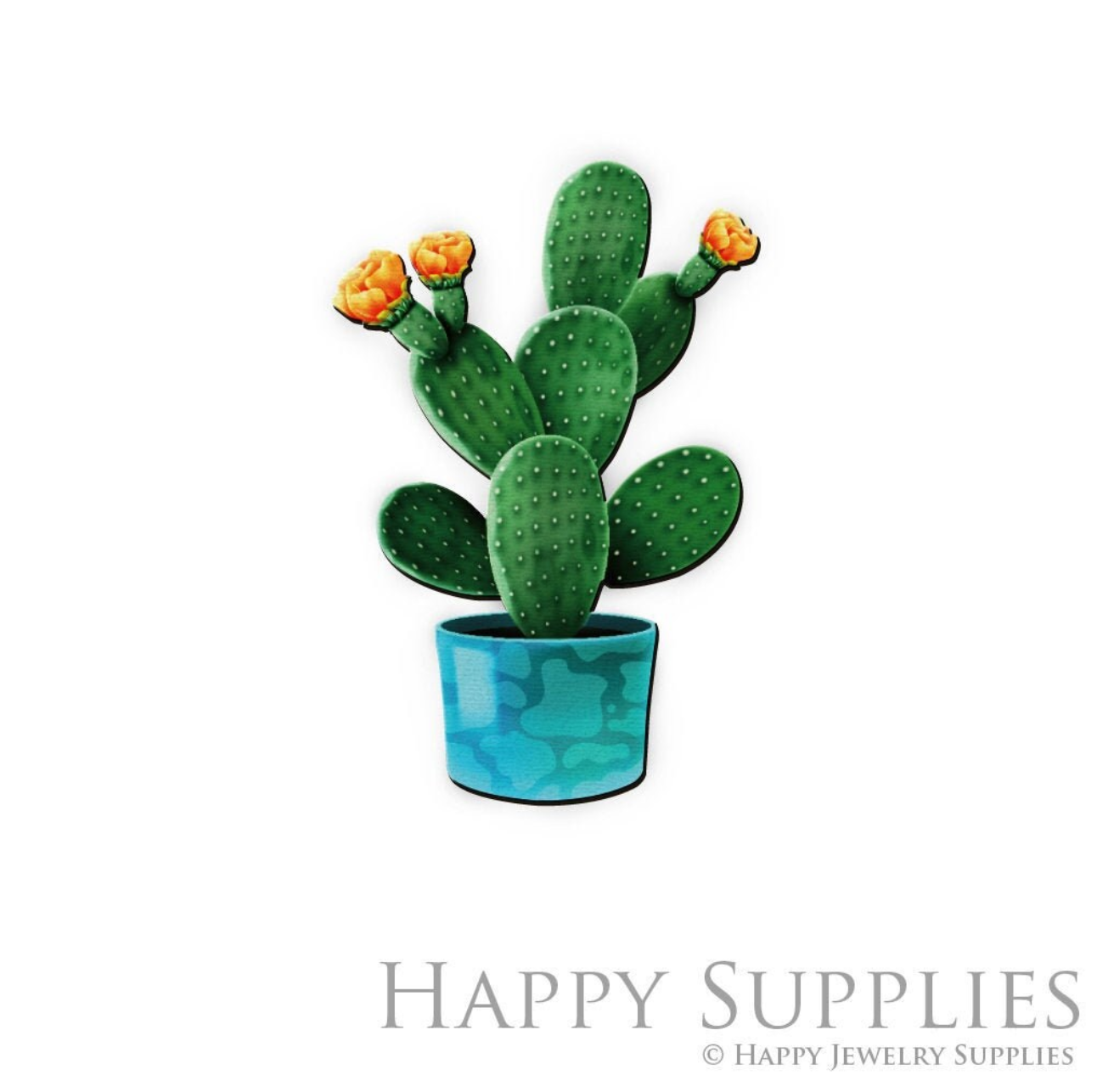 Handmade Jewelry Making Supplies Beads Cut Wooden Charm Cactus DIY Necklace Earring Brooch (CW287)