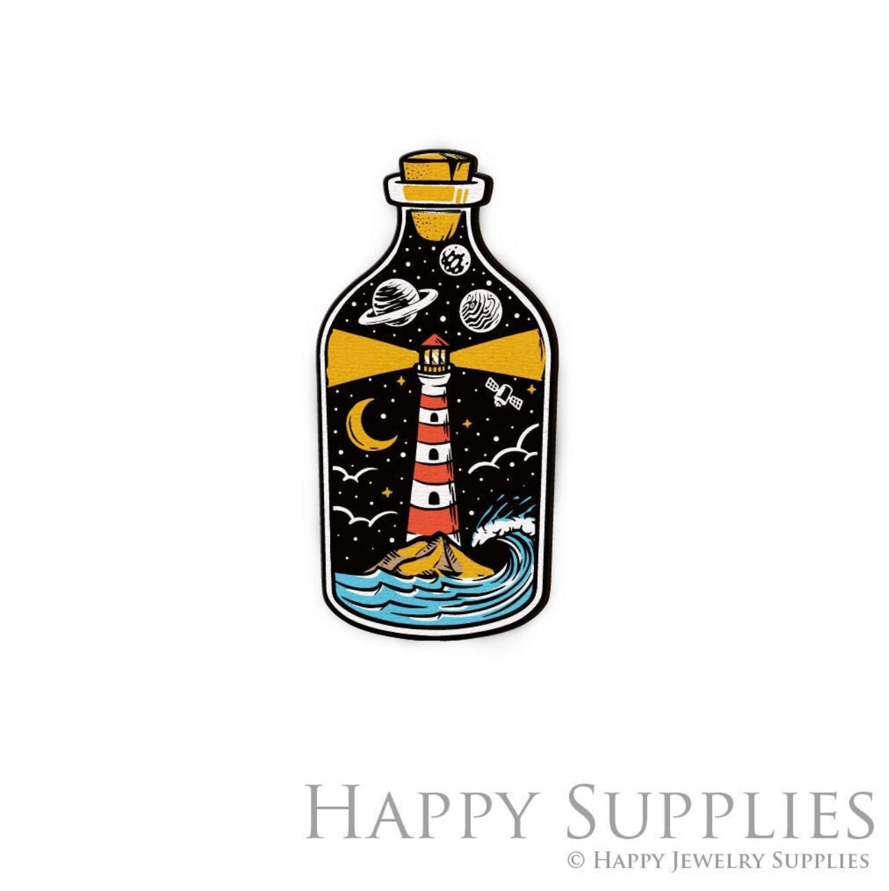 Handmade Jewelry Making Supplies Beads Cut Wooden Charm Lighthouse DIY Necklace Earring Brooch (CW305)