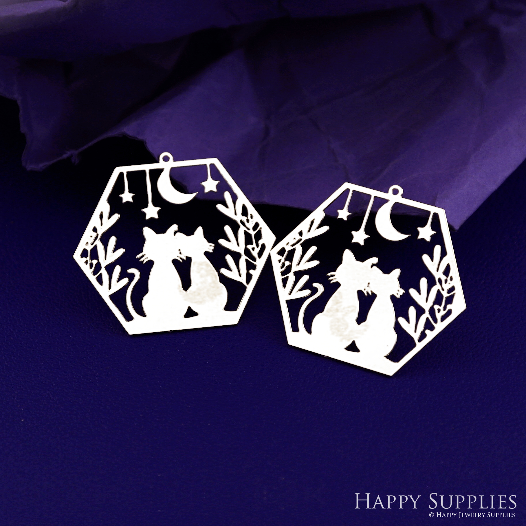 Stainless Steel Jewelry Charms, Raw Brass Charms, Cat Charms, Earrings Findings, Stainless Steel Silver Jewelry Pendants, Brass Jewelry Findings, Stainless Steel Pendants Jewelry Wholesale (D2923)