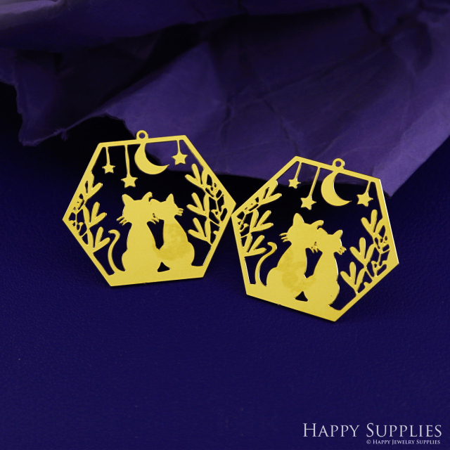 Stainless Steel Jewelry Charms, Raw Brass Charms, Cat Charms, Earrings Findings, Stainless Steel Silver Jewelry Pendants, Brass Jewelry Findings, Stainless Steel Pendants Jewelry Wholesale (D2923)