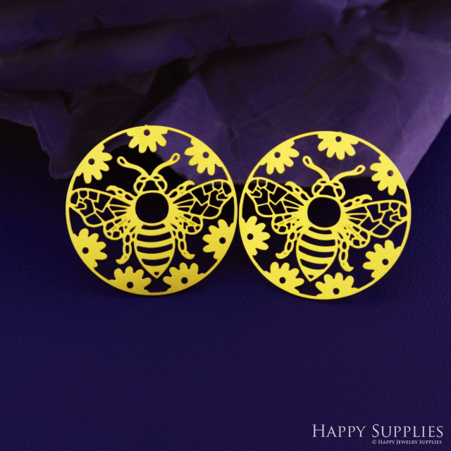 Stainless Steel Jewelry Charms, Raw Brass Charms, Bee Charms, Earrings Findings, Stainless Steel Silver Jewelry Pendants, Brass Jewelry Findings, Stainless Steel Pendants Jewelry Wholesale (D2926)