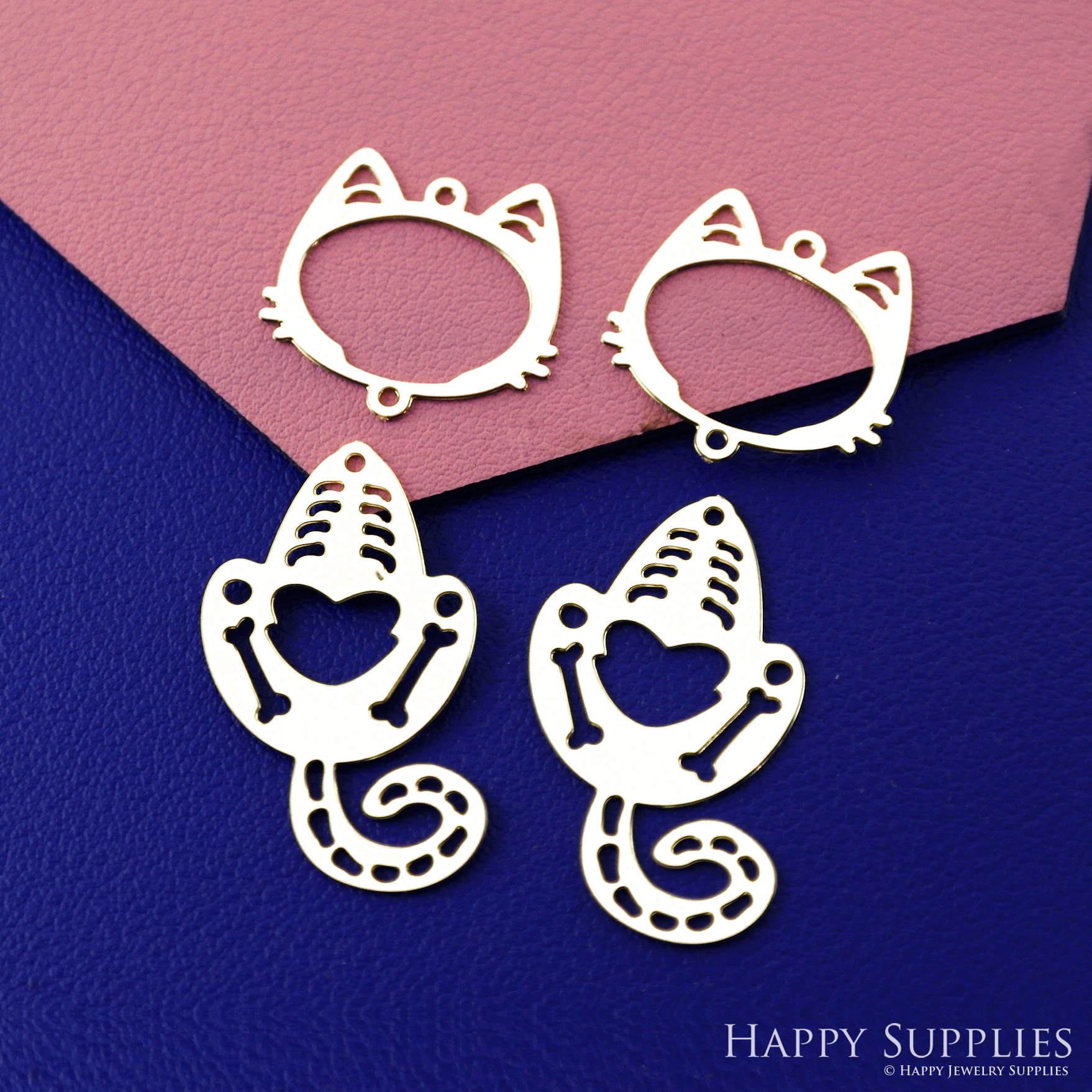 4pcs(1set) Stainless Steel Jewelry Charms, Raw Brass Charms, Cat charms, Geometric Stainless Steel Earring Charms, Brass Jewelry Pendants, Stainless Steel Silver Jewelry Findings, Brass Pendants Jewelry Wholesale (D2932)
