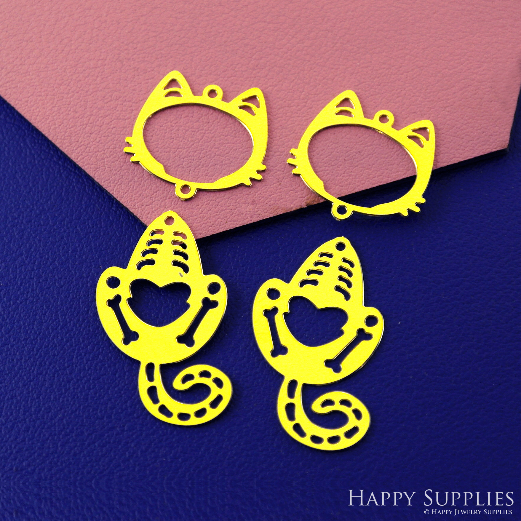 4pcs(1set) Stainless Steel Jewelry Charms, Raw Brass Charms, Cat charms, Geometric Stainless Steel Earring Charms, Brass Jewelry Pendants, Stainless Steel Silver Jewelry Findings, Brass Pendants Jewelry Wholesale (D2932)