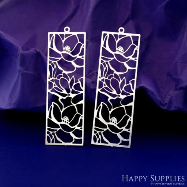 Stainless Steel Jewelry Charms, Raw Brass Charms, Flower Charms, Earrings Findings, Stainless Steel Silver Jewelry Pendants, Brass Jewelry Findings, Stainless Steel Pendants Jewelry Wholesale (D2846)