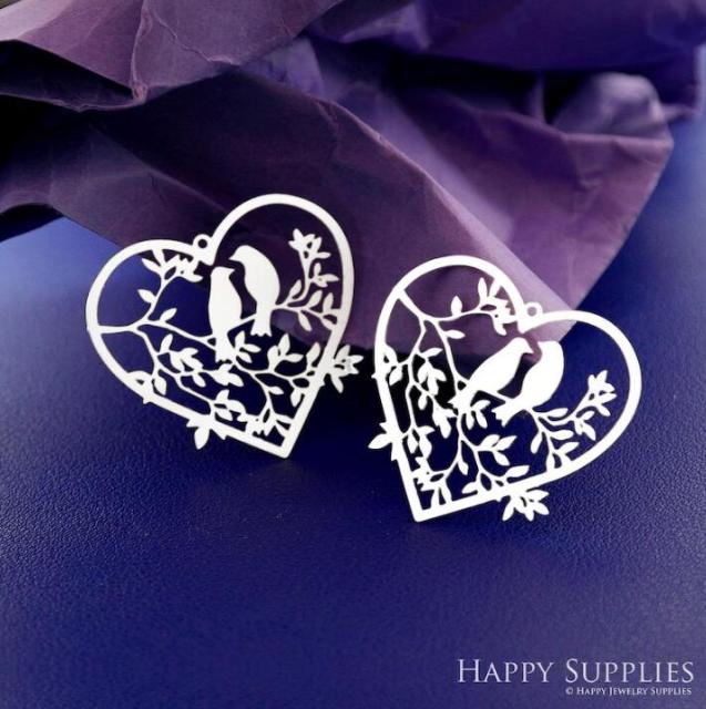 Stainless Steel Jewelry Charms, Raw Brass Charms, Bird Charms, Earrings Findings, Stainless Steel Silver Jewelry Pendants, Brass Jewelry Findings, Stainless Steel Pendants Jewelry Wholesale (D2823)