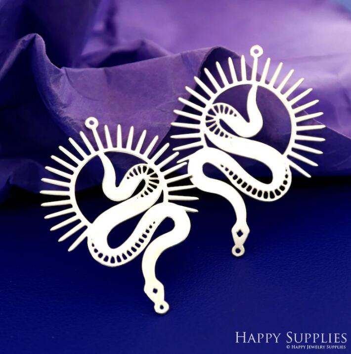 Stainless Steel Jewelry Charms, Raw Brass Charms, Snake Charms, Earrings Findings, Stainless Steel Silver Jewelry Pendants, Brass Jewelry Findings, Stainless Steel Pendants Jewelry Wholesale (D2029)