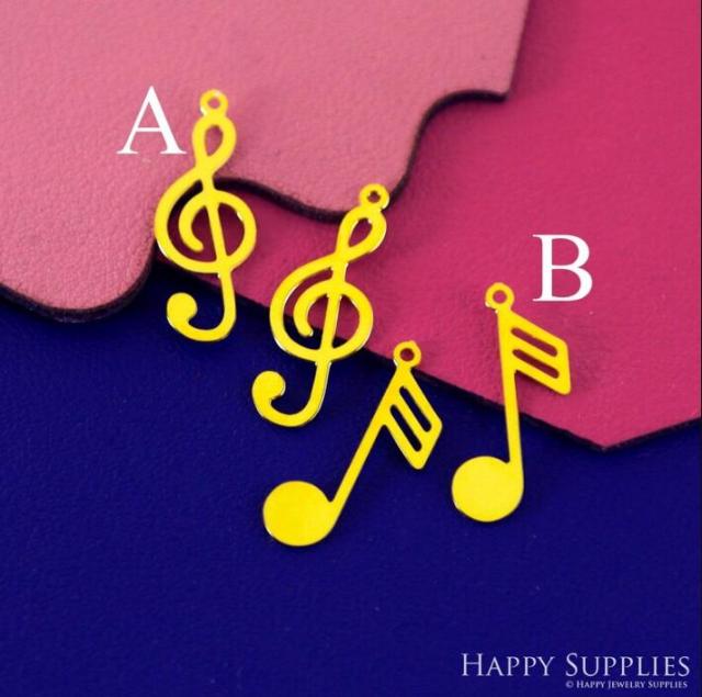 Stainless Steel Jewelry Charms, Raw Brass Charms, Musical Note Charms, Earrings Findings, Stainless Steel Silver Jewelry Pendants, Brass Jewelry Findings, Stainless Steel Pendants Jewelry Wholesale (D2885)