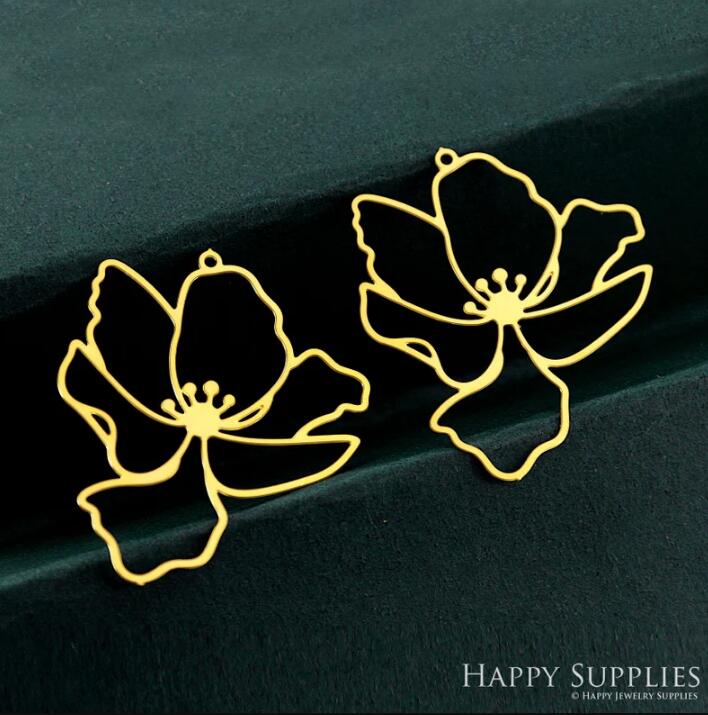Stainless Steel Jewelry Charms, Raw Brass Charms, Flower Charms, Earrings Findings, Stainless Steel Silver Jewelry Pendants, Brass Jewelry Findings, Stainless Steel Pendants Jewelry Wholesale (D2324)