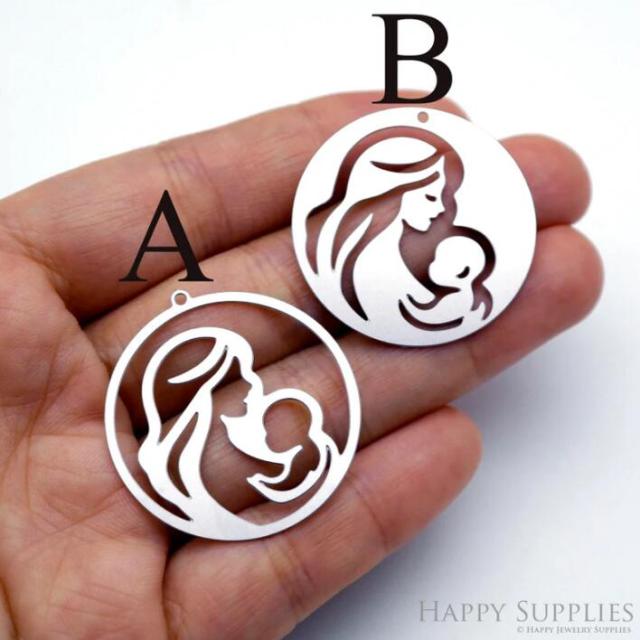 Stainless Steel Jewelry Charms, Raw Brass Charms, Mom Charms, Earrings Findings, Stainless Steel Silver Jewelry Pendants, Brass Jewelry Findings, Stainless Steel Pendants Jewelry Wholesale (D172)