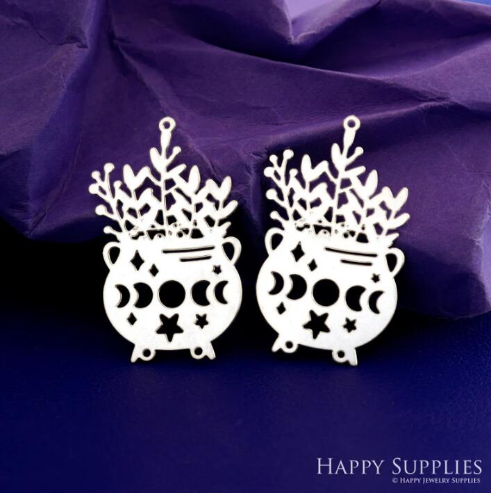 Stainless Steel Jewelry Charms, Raw Brass Charms, Magic Herbs Witch Potion Bottle Charms, Earrings Findings, Stainless Steel Silver Jewelry Pendants, Brass Jewelry Findings, Stainless Steel Pendants Jewelry Wholesale (D2230)