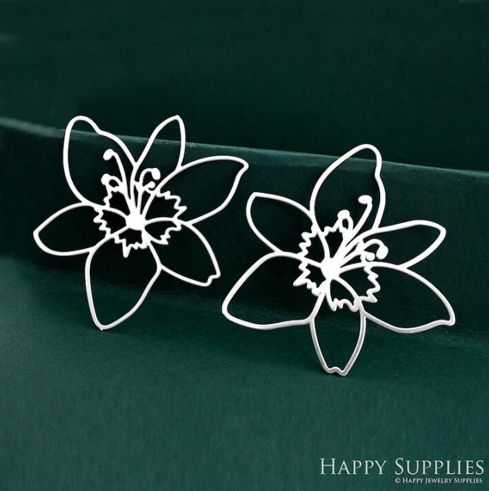 Stainless Steel Jewelry Charms, Raw Brass Charms, Flower Charms, Earrings Findings, Stainless Steel Silver Jewelry Pendants, Brass Jewelry Findings, Stainless Steel Pendants Jewelry Wholesale (D2320)
