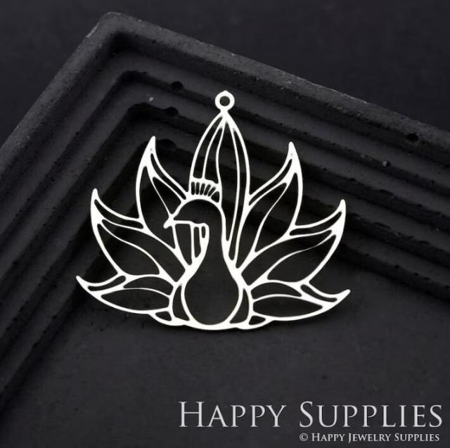 Stainless Steel Jewelry Charms, Raw Brass Charms, Peacock Geometric Charms, Earrings Findings, Stainless Steel Silver Jewelry Pendants, Brass Jewelry Findings, Stainless Steel Pendants Jewelry Wholesale (D1904)