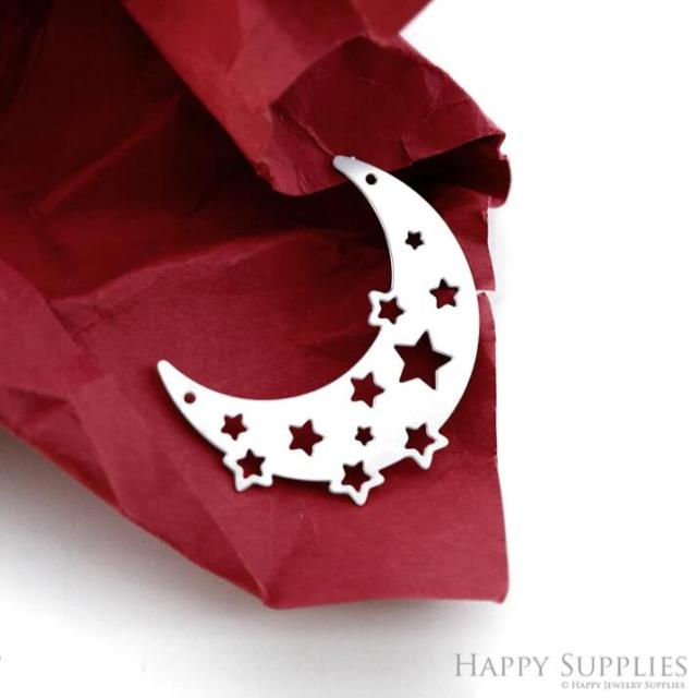 Stainless Steel Jewelry Charms, Raw Brass Charms, Starry Sky Charms, Earrings Findings, Stainless Steel Silver Jewelry Pendants, Brass Jewelry Findings, Stainless Steel Pendants Jewelry Wholesale (D2255)