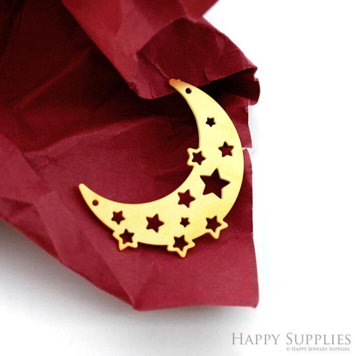 Stainless Steel Jewelry Charms, Raw Brass Charms, Starry Sky Charms, Earrings Findings, Stainless Steel Silver Jewelry Pendants, Brass Jewelry Findings, Stainless Steel Pendants Jewelry Wholesale (D2255)