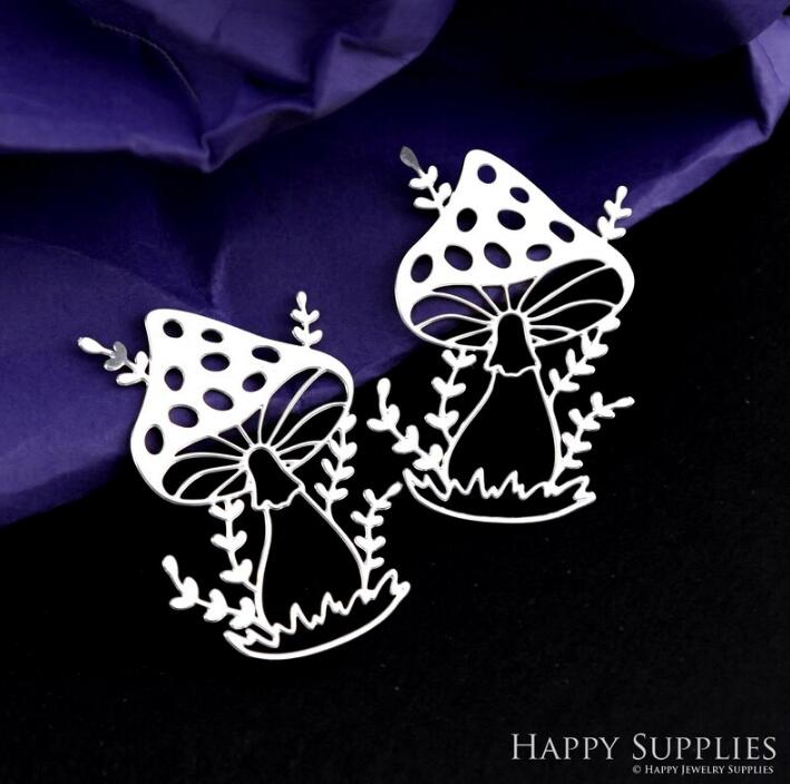 Stainless Steel Jewelry Charms, Raw Brass Charms, Mushroom Charms, Earrings Findings, Stainless Steel Silver Jewelry Pendants, Brass Jewelry Findings, Stainless Steel Pendants Jewelry Wholesale (D2222)