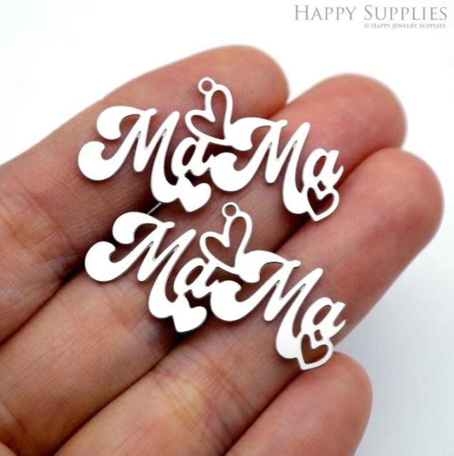 Stainless Steel Jewelry Charms, Raw Brass Charms, Mama Charms, Earrings Findings, Stainless Steel Silver Jewelry Pendants, Brass Jewelry Findings, Stainless Steel Pendants Jewelry Wholesale (D757)