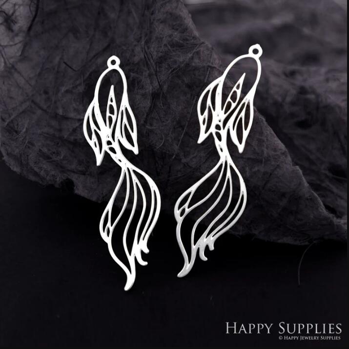 Stainless Steel Jewelry Charms, Raw Brass Charms, Fish Charms, Earrings Findings, Stainless Steel Silver Jewelry Pendants, Brass Jewelry Findings, Stainless Steel Pendants Jewelry Wholesale (D2108)