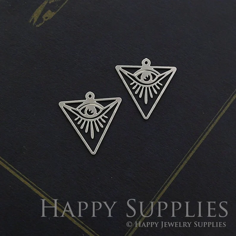 Stainless Steel Jewelry Charms, Raw Brass Charms, Triangle Charms, Earrings Findings, Stainless Steel Silver Jewelry Pendants, Brass Jewelry Findings, Stainless Steel Pendants Jewelry Wholesale (D541)