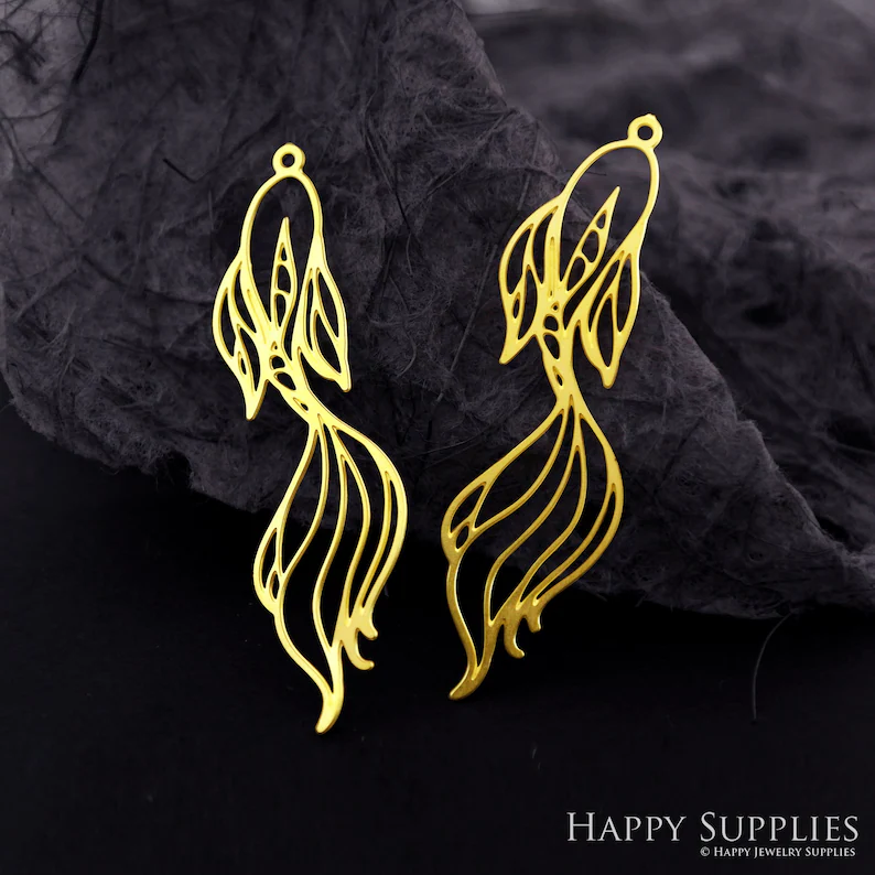 Stainless Steel Jewelry Charms, Raw Brass Charms, Fish Charms, Earrings Findings, Stainless Steel Silver Jewelry Pendants, Brass Jewelry Findings, Stainless Steel Pendants Jewelry Wholesale (D2108)