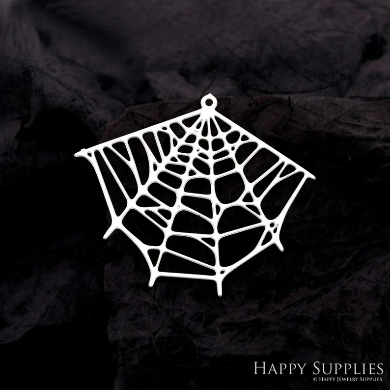 Stainless Steel Jewelry Charms, Raw Brass Charms, Spider Web Charms, Earrings Findings, Stainless Steel Silver Jewelry Pendants, Brass Jewelry Findings, Stainless Steel Pendants Jewelry Wholesale (D2119)
