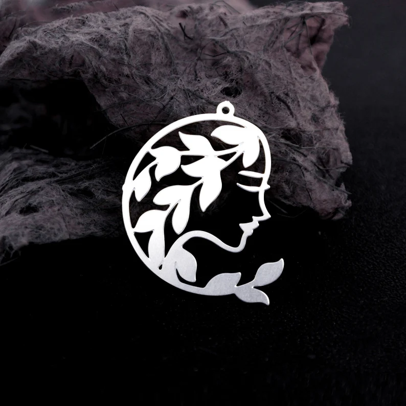 Stainless Steel Jewelry Charms, Raw Brass Charms, Geometric Girl Charms, Earrings Findings, Stainless Steel Silver Jewelry Pendants, Brass Jewelry Findings, Stainless Steel Pendants Jewelry Wholesale (D2140)