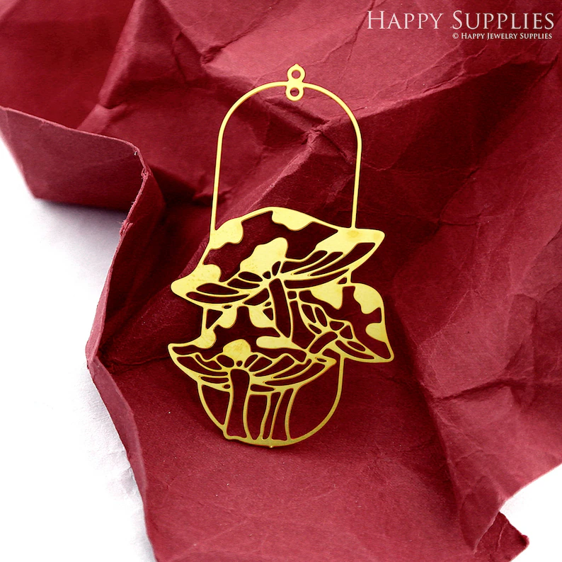 Stainless Steel Jewelry Charms, Raw Brass Charms, Mushroom Charms, Earrings Findings, Stainless Steel Silver Jewelry Pendants, Brass Jewelry Findings, Stainless Steel Pendants Jewelry Wholesale (D2354)