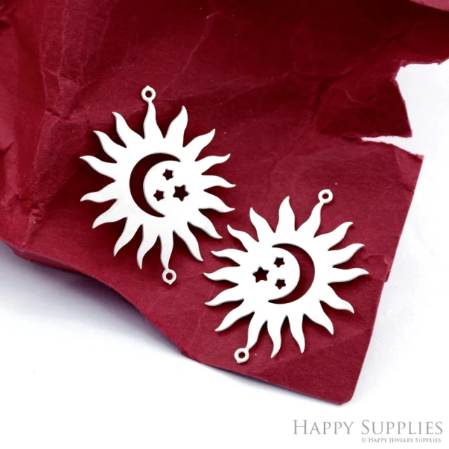 Stainless Steel Jewelry Charms, Raw Brass Charms, Geometric Sun Charms, Earrings Findings, Stainless Steel Silver Jewelry Pendants, Brass Jewelry Findings, Stainless Steel Pendants Jewelry Wholesale (D2357)
