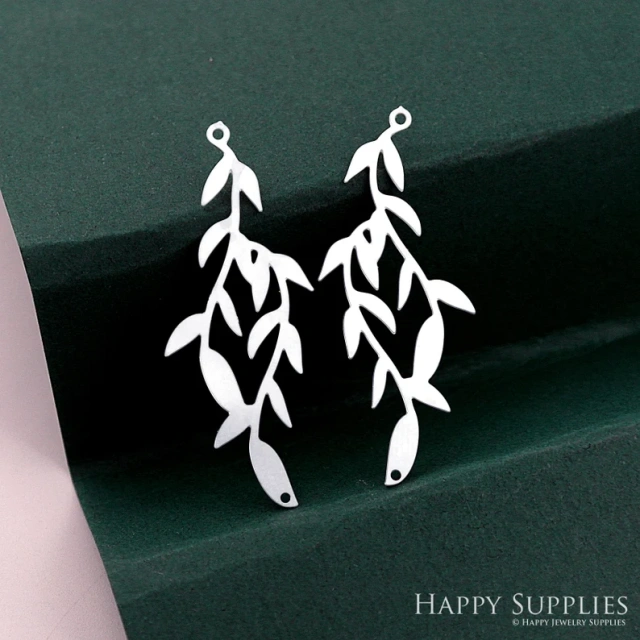 Stainless Steel Jewelry Charms, Raw Brass Charms, Leaf Charms, Earrings Findings, Stainless Steel Silver Jewelry Pendants, Brass Jewelry Findings, Stainless Steel Pendants Jewelry Wholesale (D2326)