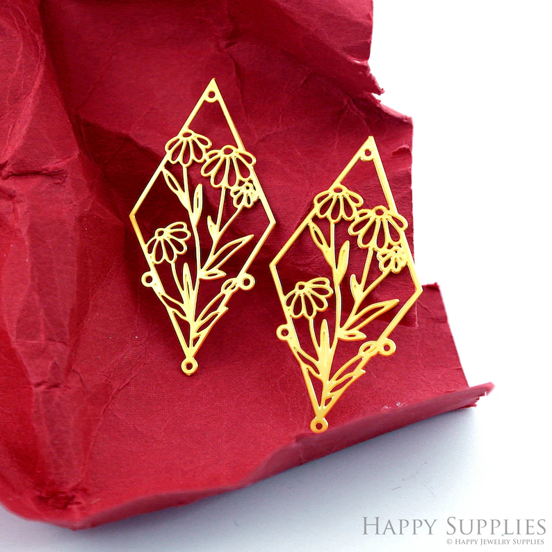 Stainless Steel Jewelry Charms, Raw Brass Charms, Flower Charms, Earrings Findings, Stainless Steel Silver Jewelry Pendants, Brass Jewelry Findings, Stainless Steel Pendants Jewelry Wholesale (D2370)