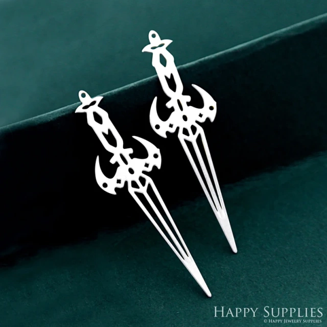 Stainless Steel Jewelry Charms, Raw Brass Charms, Sword Charms, Earrings Findings, Stainless Steel Silver Jewelry Pendants, Brass Jewelry Findings, Stainless Steel Pendants Jewelry Wholesale (D2391)