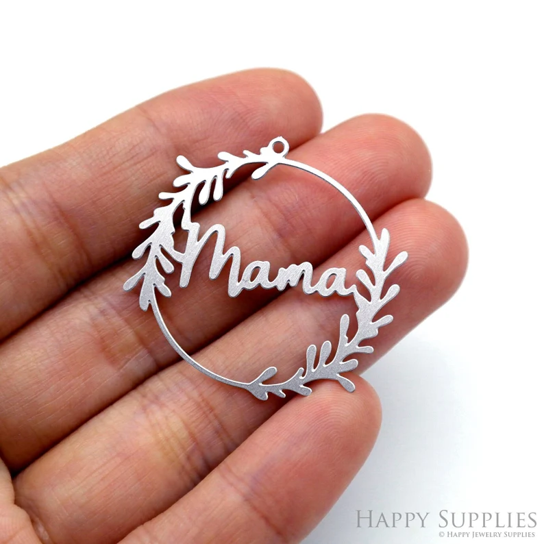 Stainless Steel Jewelry Charms, Raw Brass Charms, Mama Charms, Earrings Findings, Stainless Steel Silver Jewelry Pendants, Brass Jewelry Findings, Stainless Steel Pendants Jewelry Wholesale (D169)