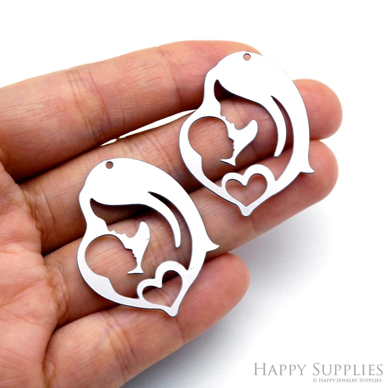 Stainless Steel Jewelry Charms, Raw Brass Charms, Mama Charms, Earrings Findings, Stainless Steel Silver Jewelry Pendants, Brass Jewelry Findings, Stainless Steel Pendants Jewelry Wholesale (D164)