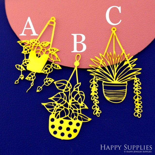 Stainless Steel Jewelry Charms, Raw Brass Charms, Potted Plant Charms, Earrings Findings, Stainless Steel Silver Jewelry Pendants, Brass Jewelry Findings, Stainless Steel Pendants Jewelry Wholesale (D2813)