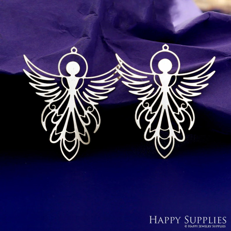 Stainless Steel Jewelry Charms, Raw Brass Charms, Phoenix Charms, Earrings Findings, Stainless Steel Silver Jewelry Pendants, Brass Jewelry Findings, Stainless Steel Pendants Jewelry Wholesale (D2849)