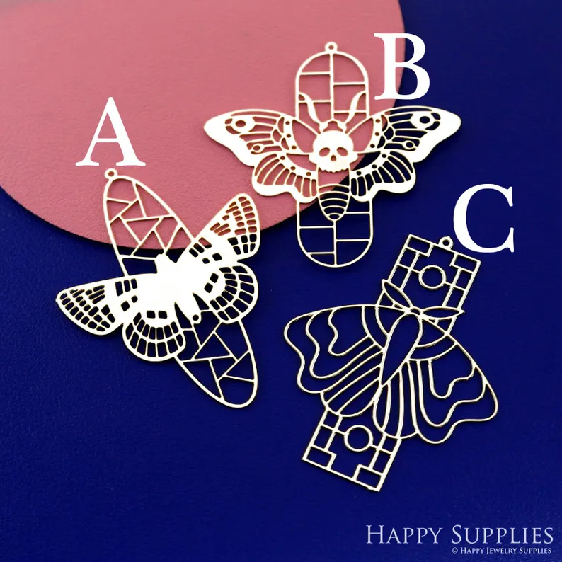 Stainless Steel Jewelry Charms, Raw Brass Charms, Butterfly Charms, Earrings Findings, Stainless Steel Silver Jewelry Pendants, Brass Jewelry Findings, Stainless Steel Pendants Jewelry Wholesale (D2827)
