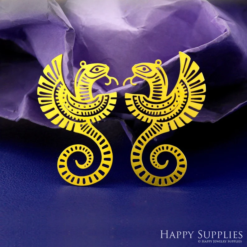 Stainless Steel Jewelry Charms, Raw Brass Charms, Egyptian Snake Charms, Earrings Findings, Stainless Steel Silver Jewelry Pendants, Brass Jewelry Findings, Stainless Steel Pendants Jewelry Wholesale (D2875)