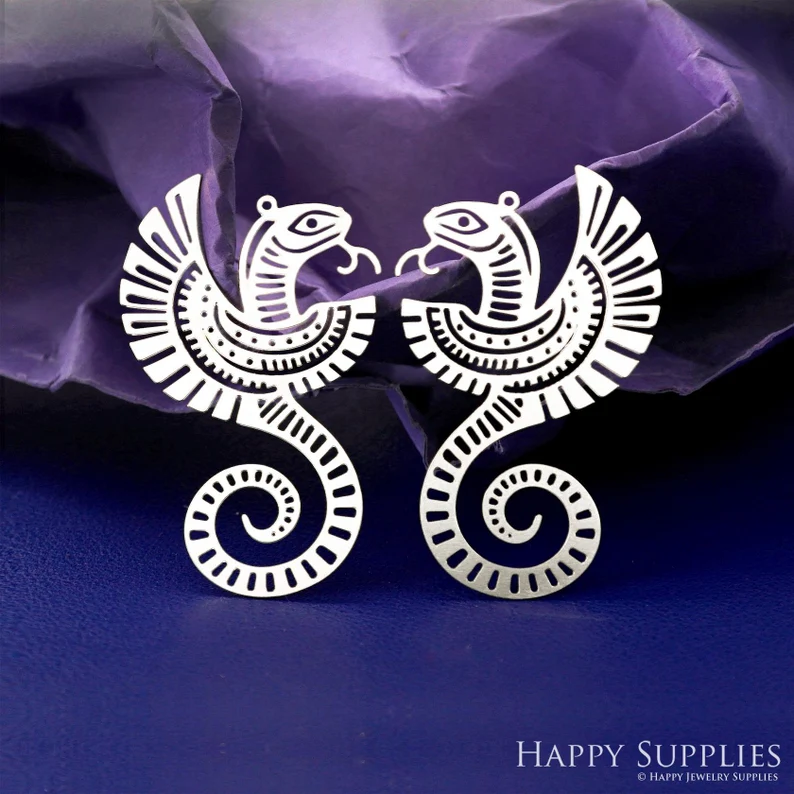 Stainless Steel Jewelry Charms, Raw Brass Charms, Egyptian Snake Charms, Earrings Findings, Stainless Steel Silver Jewelry Pendants, Brass Jewelry Findings, Stainless Steel Pendants Jewelry Wholesale (D2875)