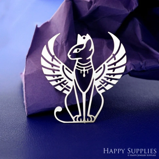 Stainless Steel Jewelry Charms, Raw Brass Charms, Egyptian Cat Charms, Earrings Findings, Stainless Steel Silver Jewelry Pendants, Brass Jewelry Findings, Stainless Steel Pendants Jewelry Wholesale (D2876)