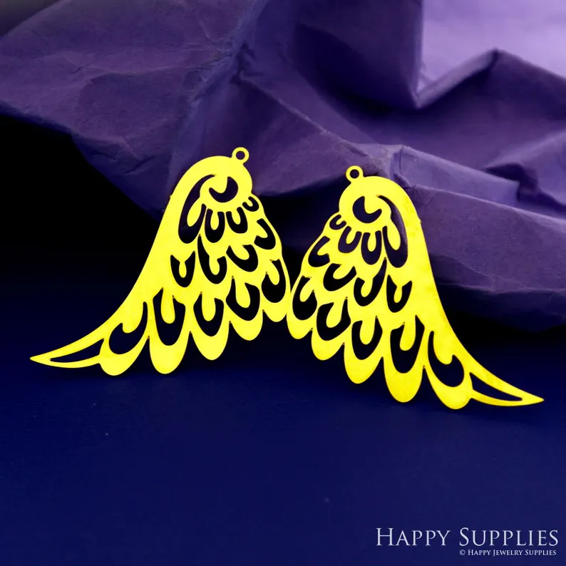 Stainless Steel Jewelry Charms, Raw Brass Charms, Wing Charms, Earrings Findings, Stainless Steel Silver Jewelry Pendants, Brass Jewelry Findings, Stainless Steel Pendants Jewelry Wholesale (D2899)