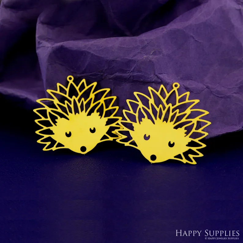 Stainless Steel Jewelry Charms, Raw Brass Charms, Hedgehog Charms, Earrings Findings, Stainless Steel Silver Jewelry Pendants, Brass Jewelry Findings, Stainless Steel Pendants Jewelry Wholesale (D2911)